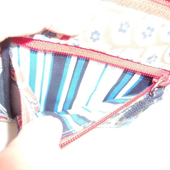 Vera Bradley Seaside Nautical Square Bi-Fold Wallet Red White Blue - Picture 5 of 5